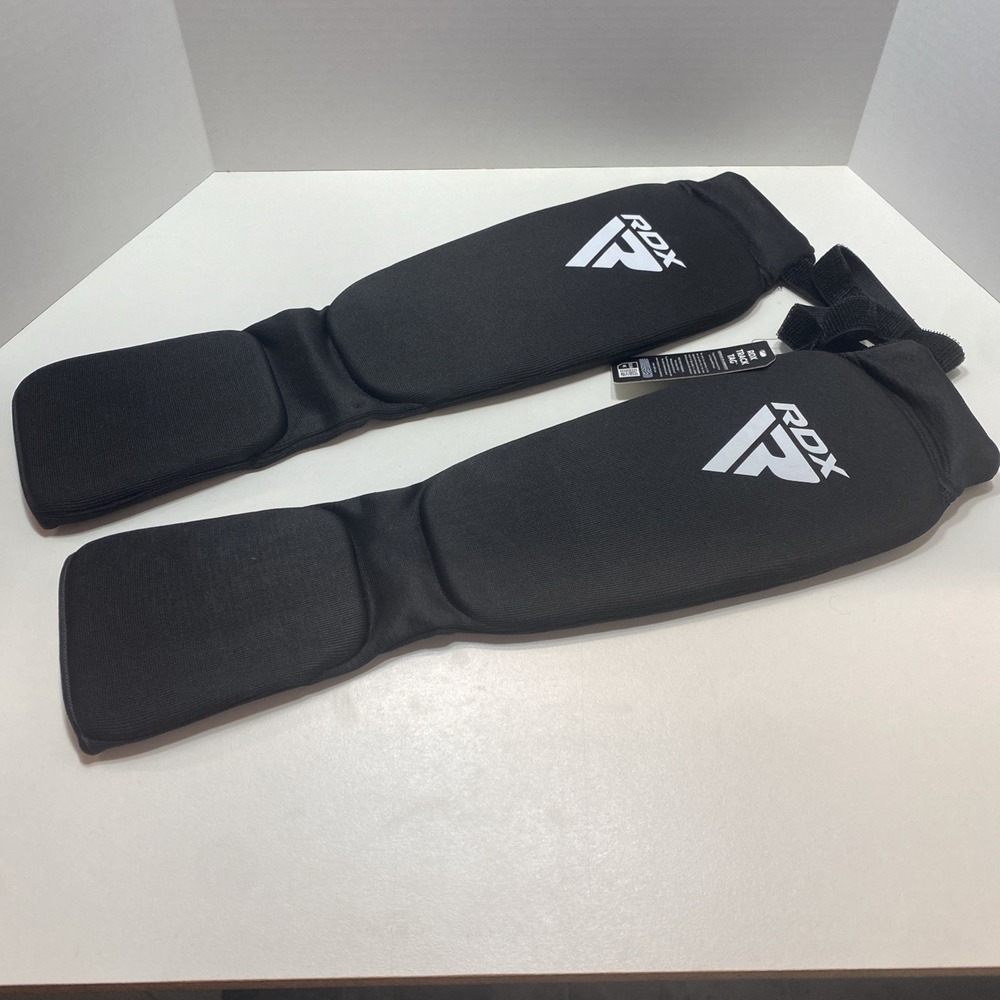 RDX Shin Guards Black MMA Muay Thai Kickboxing Padded Protection Large HYP SI